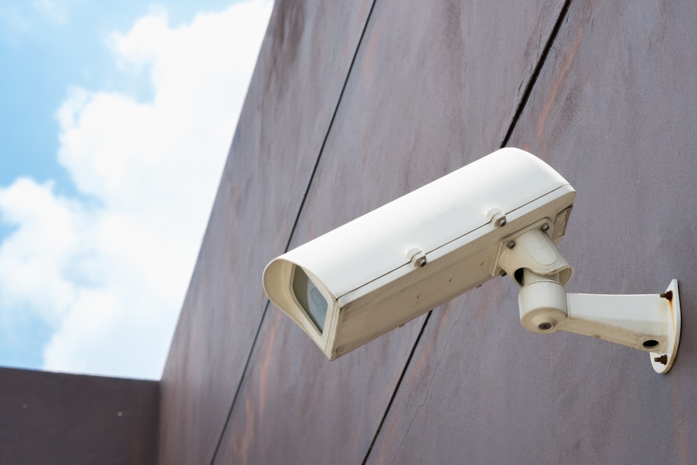 Security,Camera,Cctv,On,Wall,Building,Background.