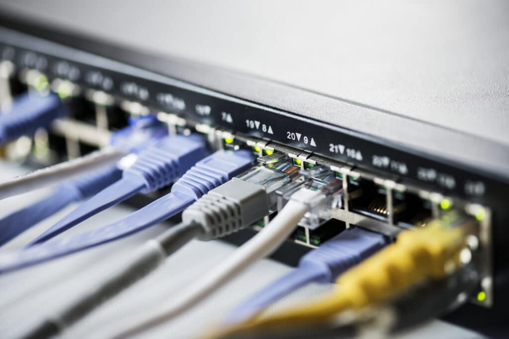 Cables connected to a hub